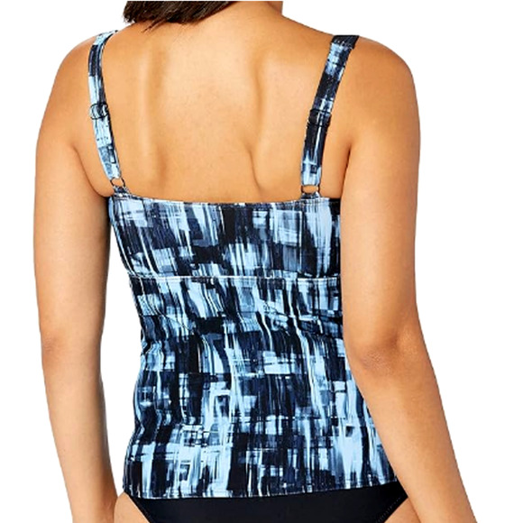 TYR DuraFast Elite Tremiti Twisted Bra Tankini Swim Top Black Blue Size 8 SAMPLE - Picture 4 of 6
